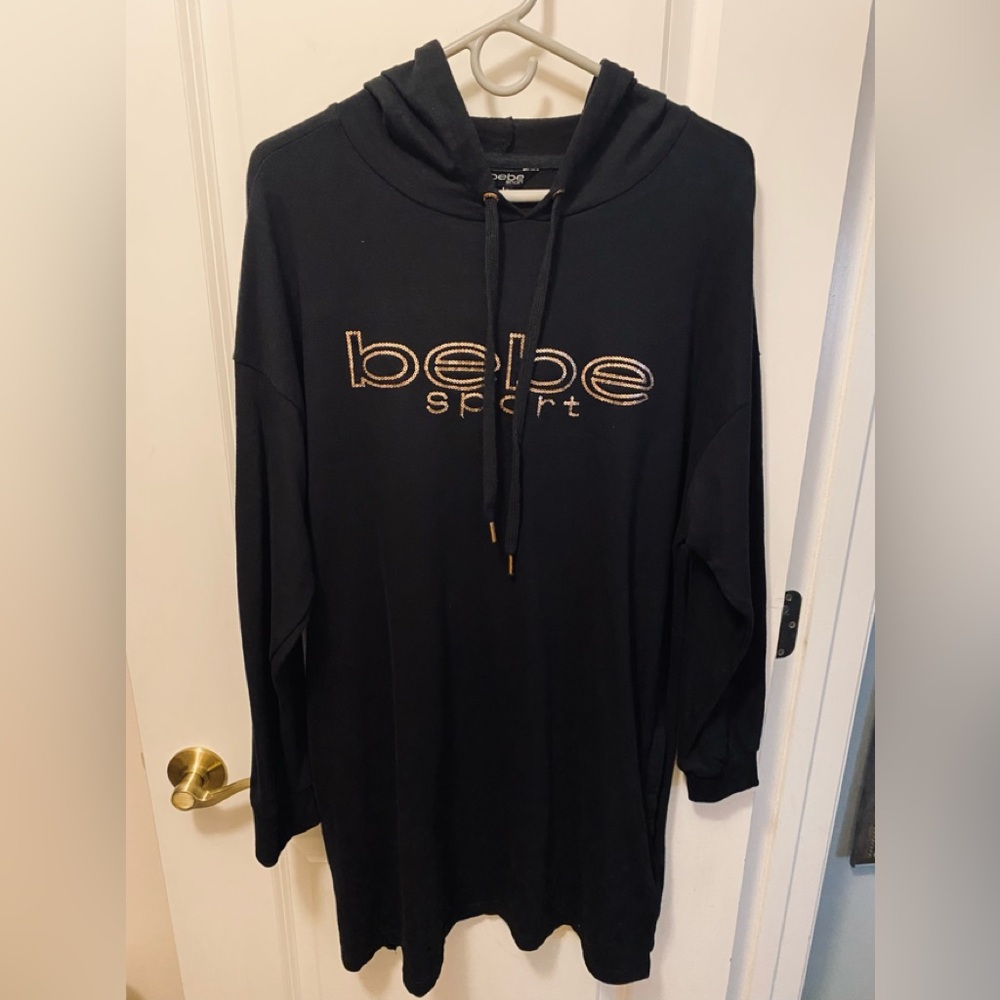 Bebe Sport Black Dress Hoodie with Pockets